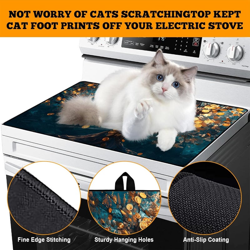 AOHMPT Multi-Design Stove Top Cover for Glass/Electric Stoves - 3-in-1 Heat-Resistant Protector Mat, Non-Slip Drying Rack 28"x20" - Image 4